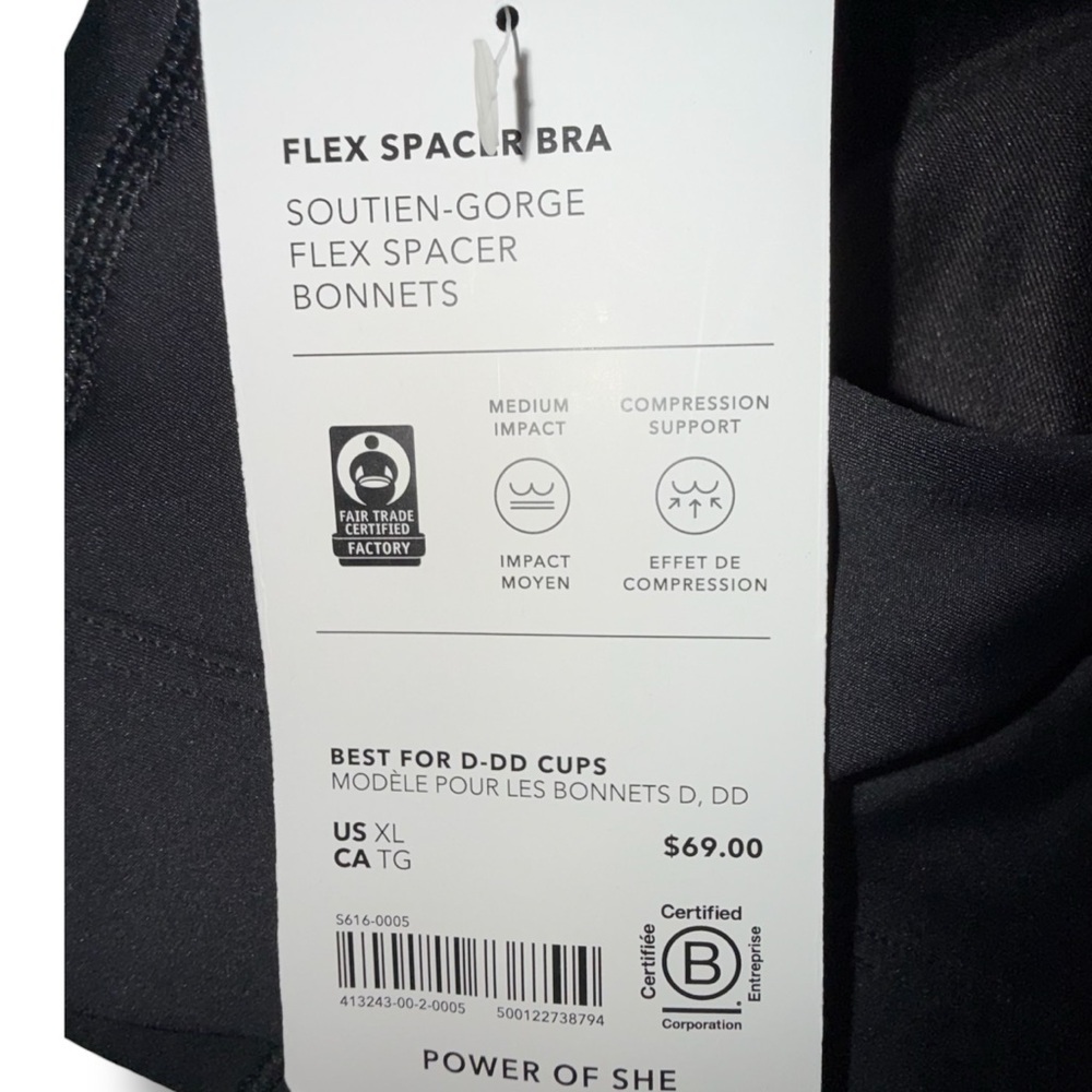 NWT ATHLETA Flex Spacer Bra D-DD - Black XL - Picture 6 of 10